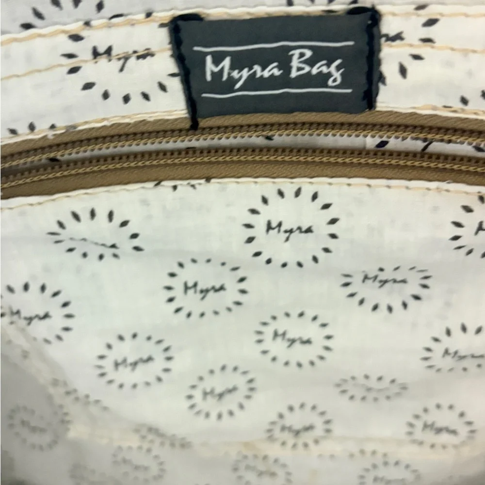 MYRA Western Woven Pattern Canvas Tote with Brown Leather Trim Excellent - Picture 3 of 8